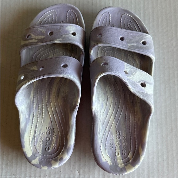 Crocs Lavender Marble 2 Strap Slide Sandals - Picture 9 of 10